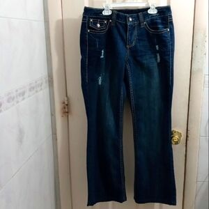 Inc Regular Fit Boot Leg Distressed Dark Wash Blue Jeans Size 6